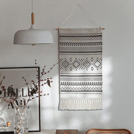 Handwoven Boho Plaid Tassel Wall Tapestry - 70 x 41.5 cm - product image 1