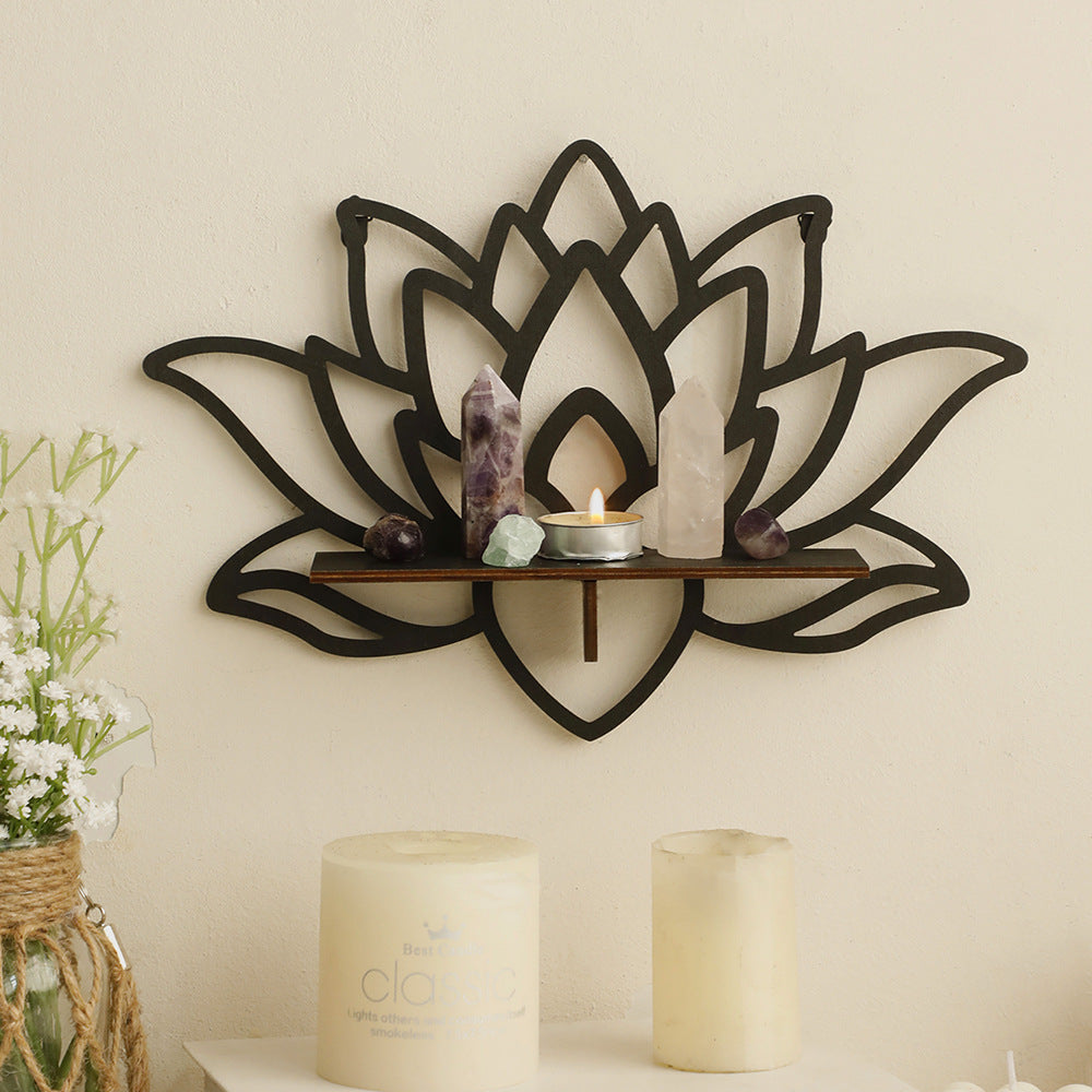 Lotus-Shaped Wooden Wall Display Shelf - 33 x 22.5 cm - product image 2
