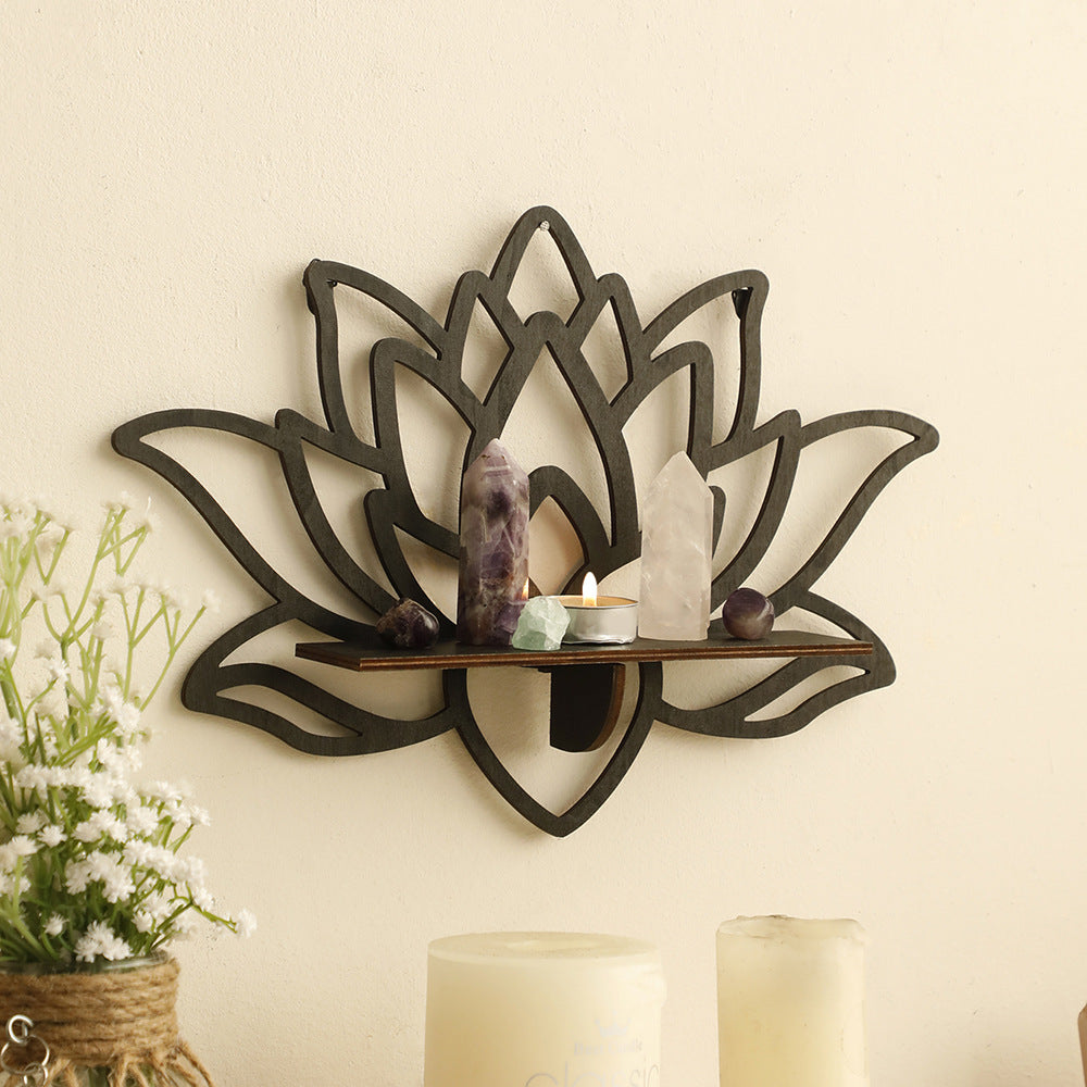 Lotus-Shaped Wooden Wall Display Shelf - 33 x 22.5 cm - product image 1
